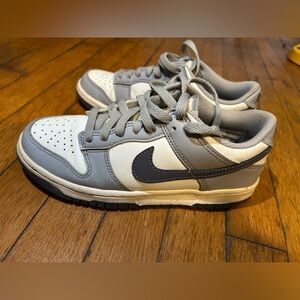 Kids Gray and White Nike Dunks